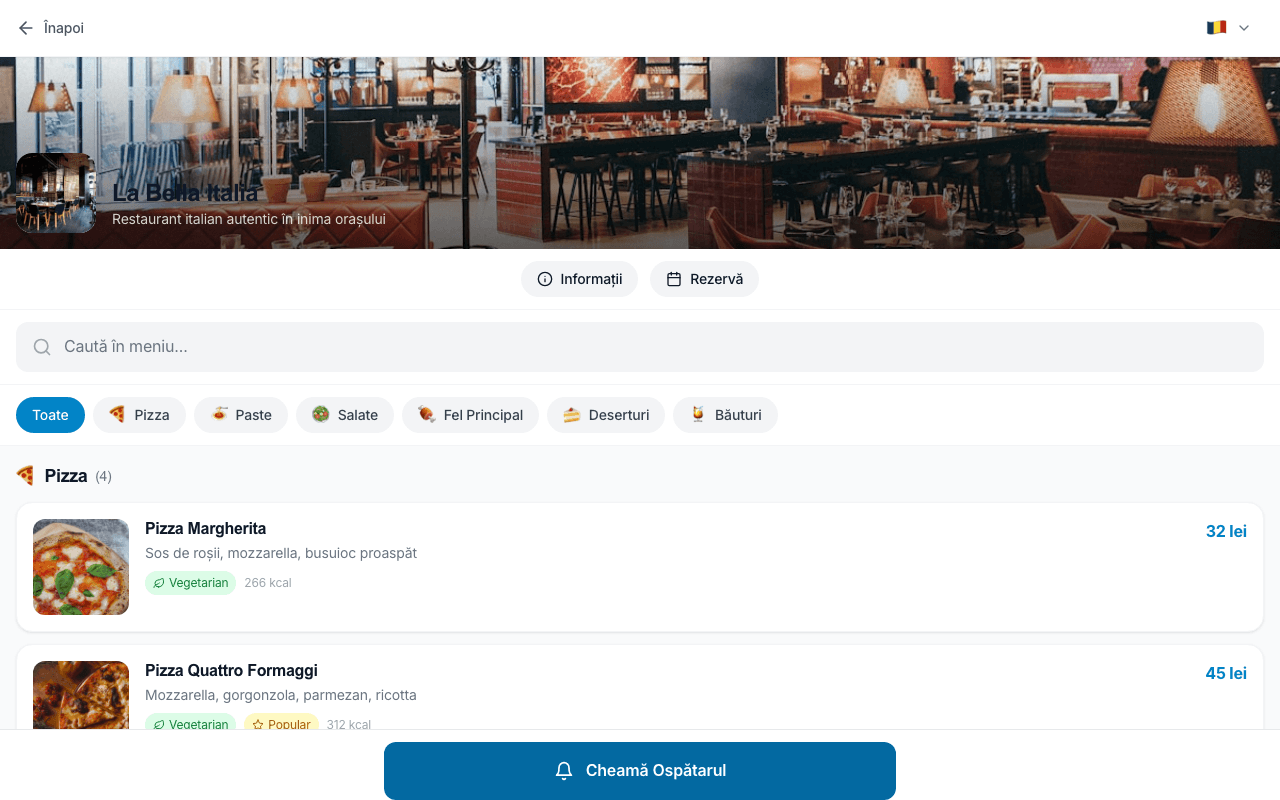 Meniul digital public — La Bella Italia