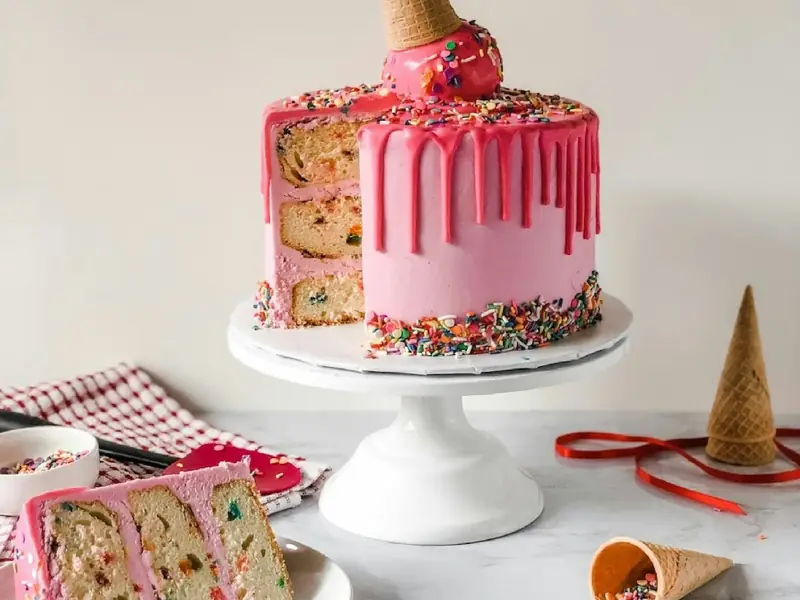 Tort decorat pe un platou